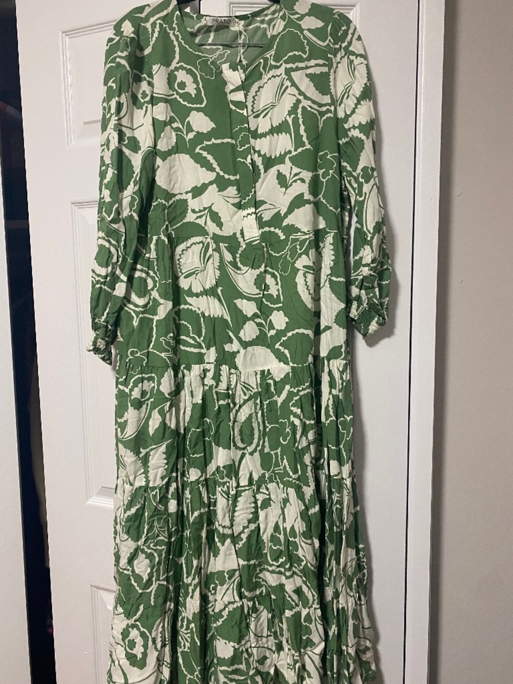 Green and White Floral Maxi Day Dress